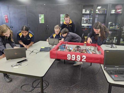 Our Team building the Robot